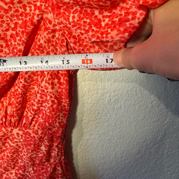 Luna Skies Puff Sleeve Red V-Neck Button Down Midi Dress Size M Valentines Day - Picture 6 of 8